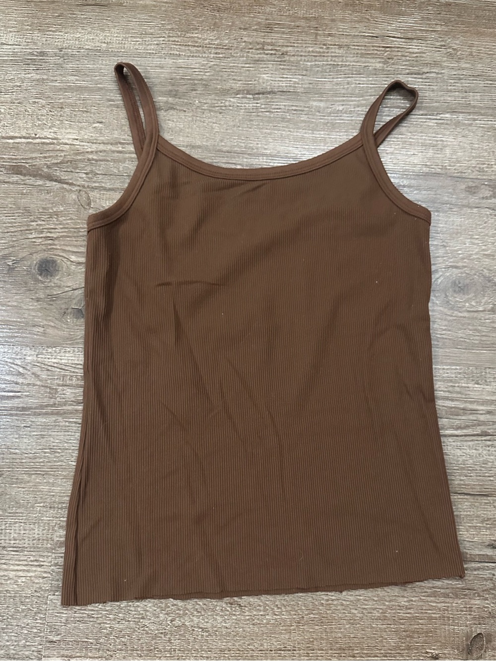 No Boundaries Brown Ribbed Spaghetti Strap Tank Top
